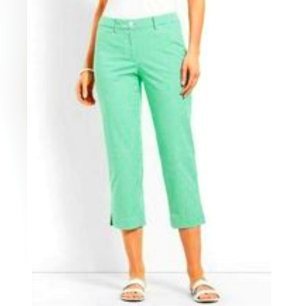 NWT Talbots Flawless Slimming Pedal Pushers Green Crop‎ Pants  size 6P